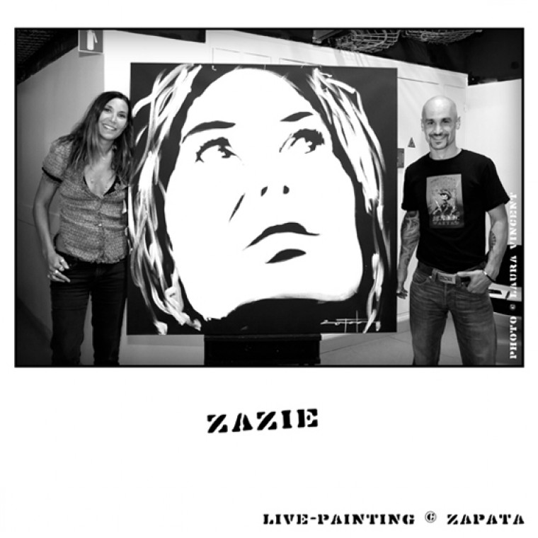 Live-painting show en ouverture de Zazie par le peintre performer Zapata