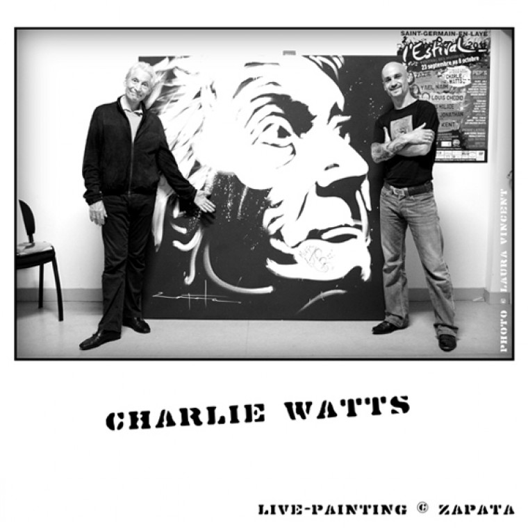 Live-painting show en ouverture de Charlie Watts par le peintre performer Zapata