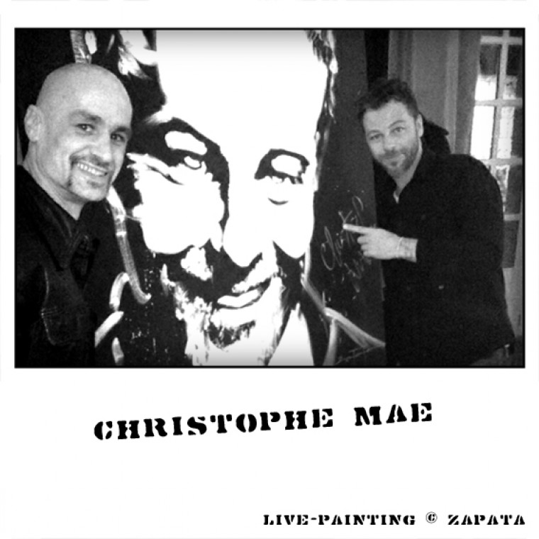 Live-painting show avec Christophe Maé par le peintre performer Zapata