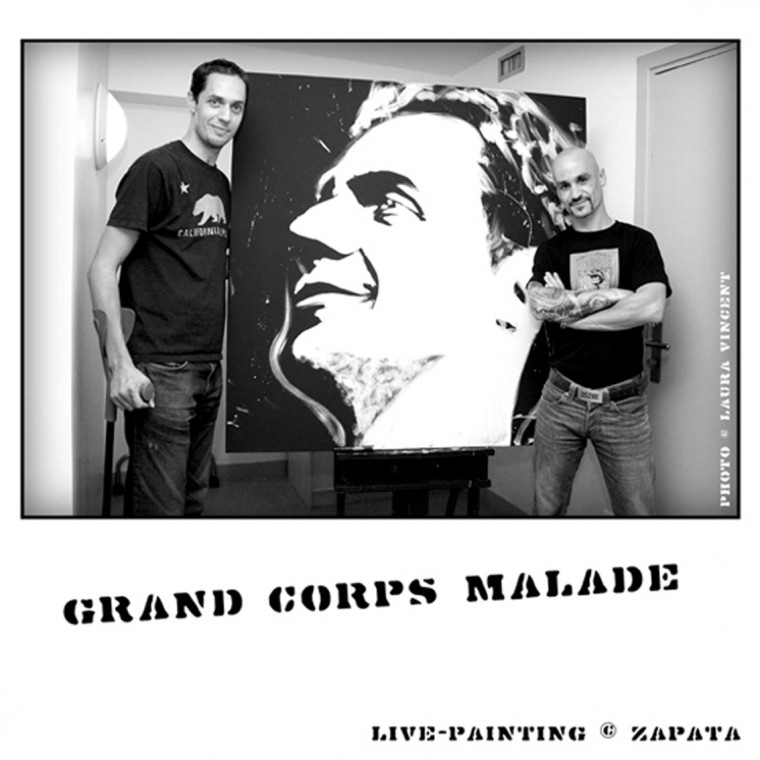 Live-painting show en ouverture de Grand Corps Malade par le peintre performer Zapata