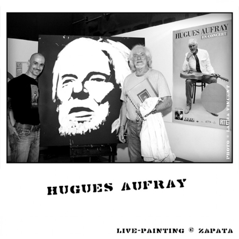 Live-painting show en ouverture de Hugues Aufray par le peintre performer Zapata