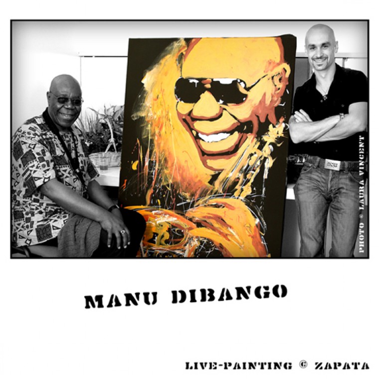 Live-painting show en ouverture de Manu Dibango par le peintre performer Zapata