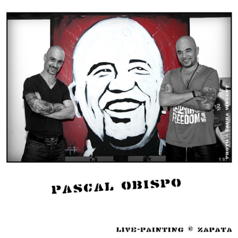 Live-painting show en ouverture de Pascal Obispo par le peintre performer Zapata