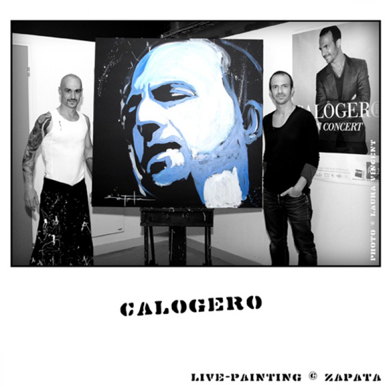 Live-painting show en ouverture de Calogero par le peintre performer Zapata