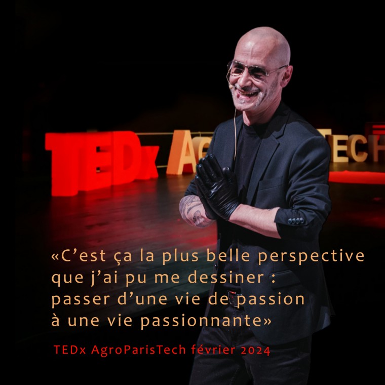 Conference TEDx du peintre performer Renald Zapata, AgroParisTech fevrier 2024